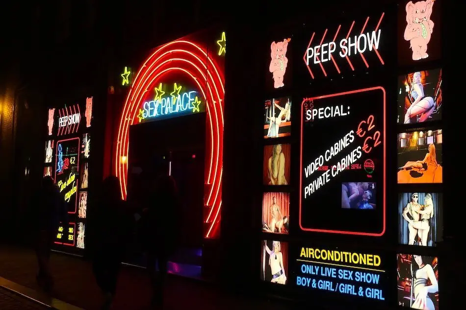 Sex Palace Peep Show in the red light district of Amsterdam